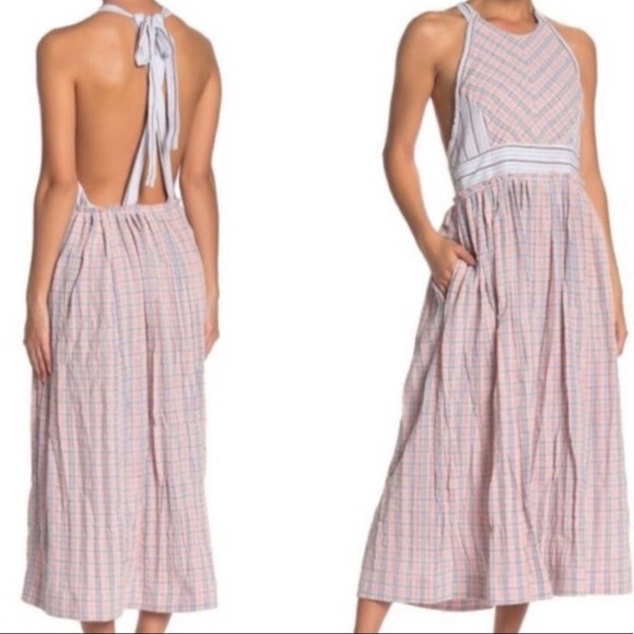 NWOT Free People Color Theory Midi Apron Dress - Picture 5 of 8